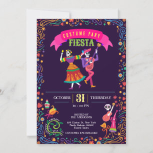 Invitation Costume d'Halloween Coloré Party De los Muertos