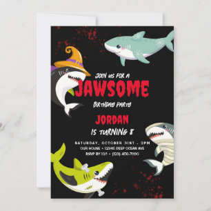 Invitation Costume d'Halloween Cute Shark à thème Océan Anniv
