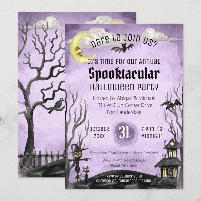 Invitation Costume d'Halloween déplaisant fête Éffrayant viol (Devant / Derrière)