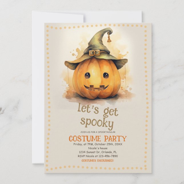 Invitation Costume d'Halloween éffrayant (Devant)