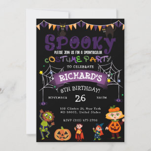 Invitation Costume d'Halloween éffrayant Enfants Noir fête d'