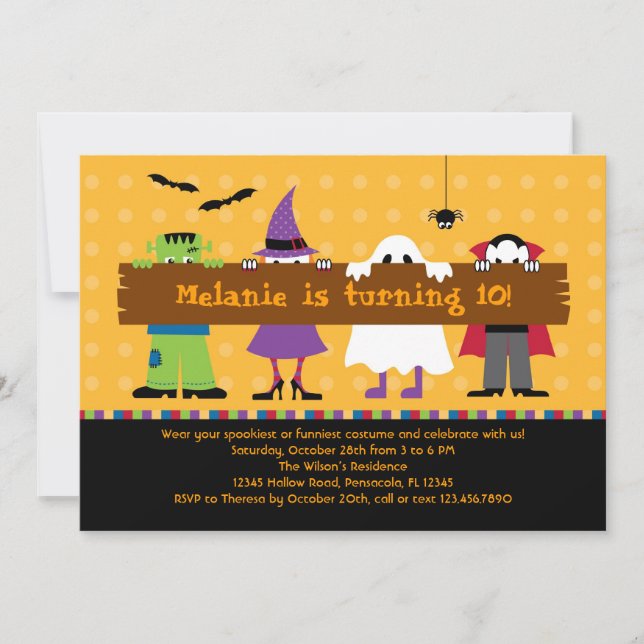 Invitation Costume d'Halloween Parade Anniversaire Fête Invit (Devant)