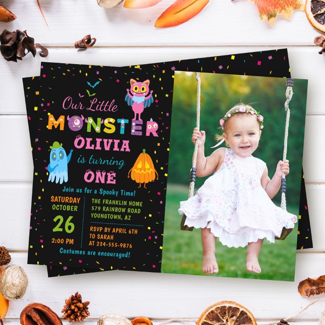 Invitation Costume d'Halloween petit monstre photo d'annivers (Créateur téléchargé)