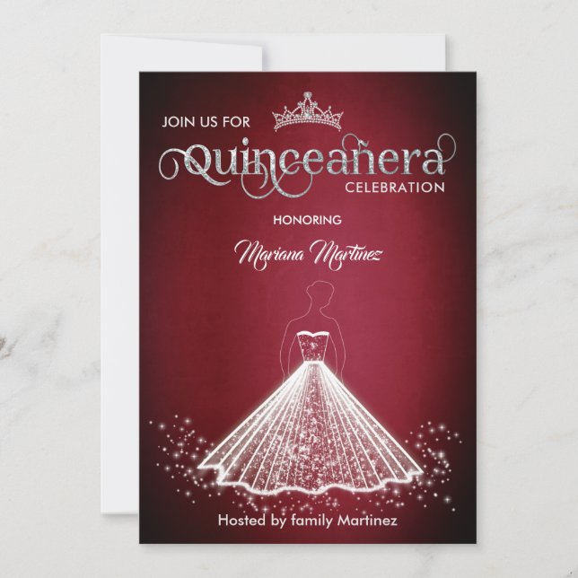 Invitation Costume flamboyante luxueuse et luxueuse bordeaux (Devant)