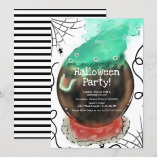 Invitation Costume Halloween partie Éffrayante sorcière Cauld