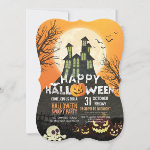 Invitation Costume Maison Hantée éffrayante nuit Ciel Hallowe
