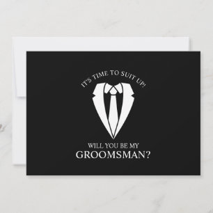 Invitation Costume Mariage noir et Cravate Groomsman Proposit
