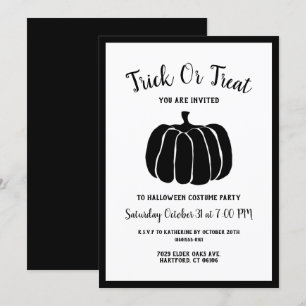 Invitation Costume minimaliste Halloween noir et blanc