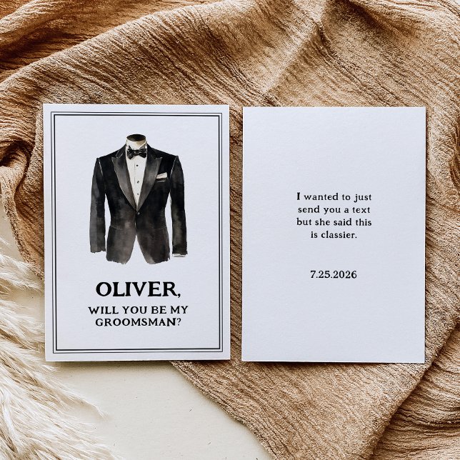 Invitation Costume Noir Drôle Vous Serez Ma Proposition Groom (Créateur téléchargé)