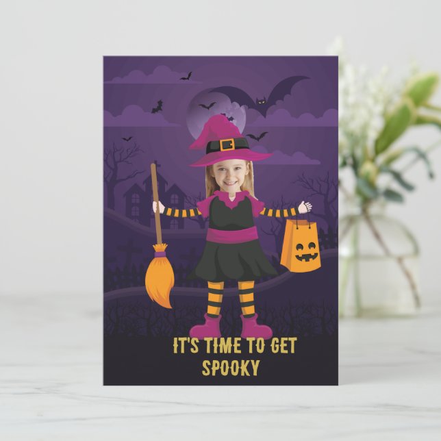 Invitation Costume photo personnalisé Fête Halloween Enfants (Debout devant)