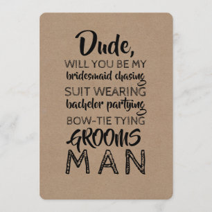 Invitation Costume Porter Groomsman Drôle Proposition