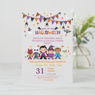 Invitation Costume sorcier mignon Halloween Party pour enfant