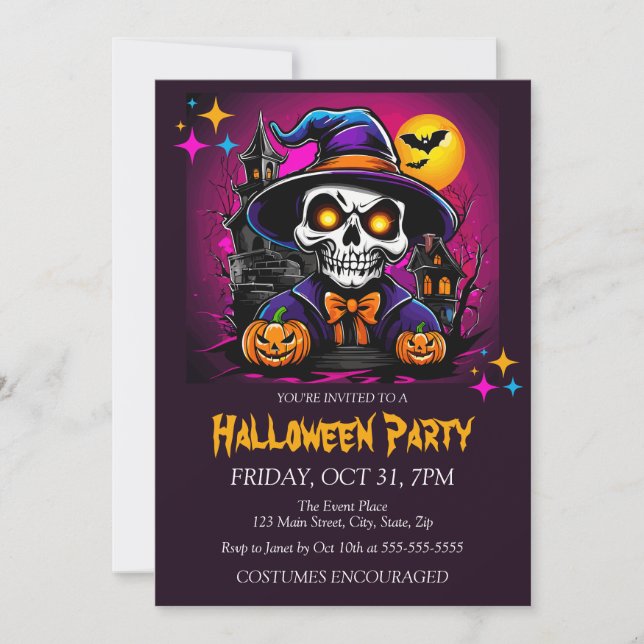 Invitation Costume squelette hanté Fête d'Halloween (Devant)