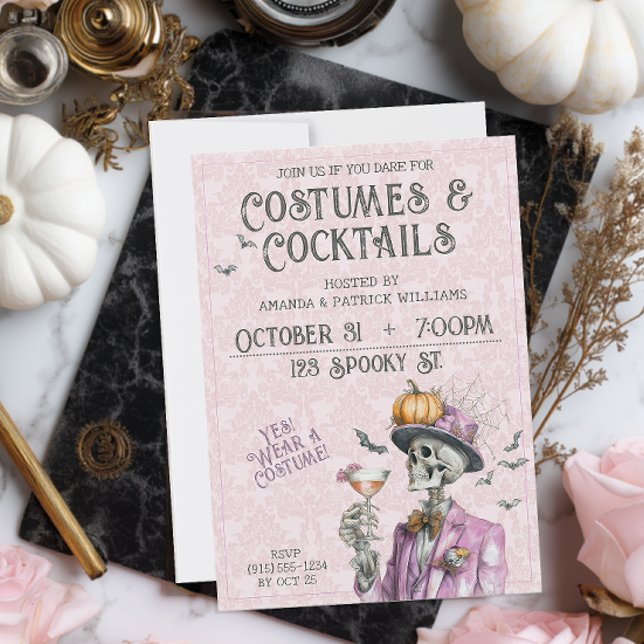 Invitation Costume Steampunk Cocktails Adulte Halloween (Steampunk Costumes and Cocktails Halloween Party Invitation)