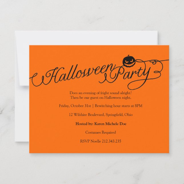 Invitation costumée de la fête d'Halloween (Devant)