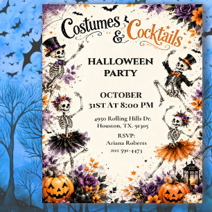 Invitation Costumes Cocktails Danse Squelette Halloween