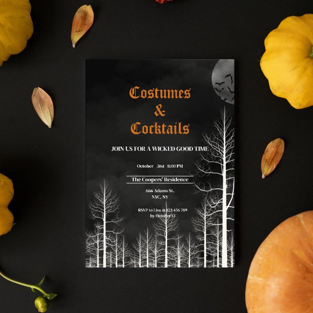 Invitation Costumes & Cocktails Dark Woods Halloween Party (Créateur téléchargé)