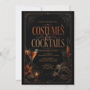Invitation Costumes & Cocktails Fête élégante d'Halloween
