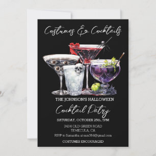 Invitation Costumes & Cocktails Soirée Halloween Aquarelle