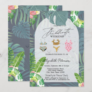 Invitation Costumes de bain Palm Feuilles piscine Bachelorett