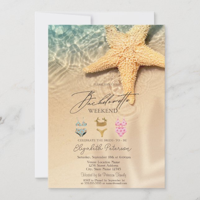 Invitation Costumes de bain Seastar Beach Bachelorette Party (Devant)