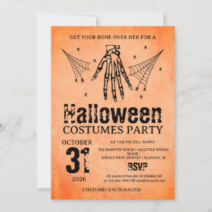 Invitation Costumes de fête d'Halloween à main de squelette v