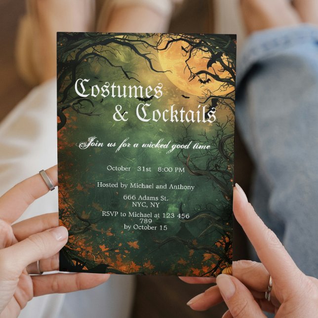 Invitation Costumes De Forêt éffrayants Et Cocktails Hallowee (Créateur téléchargé)