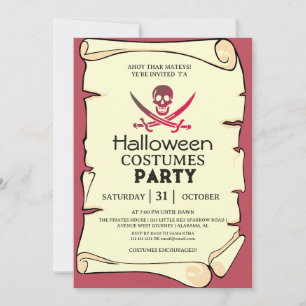 Invitation Costumes de pirate Ahoy Mateys pour la fête d'Hall