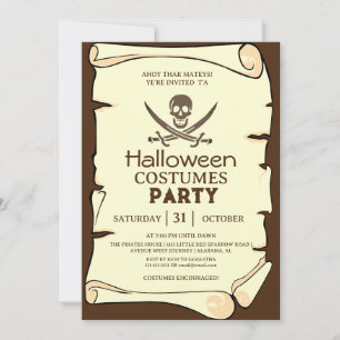 Invitation Costumes de pirate pour la fête d'Halloween Ahoy M