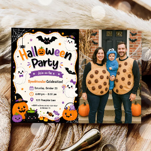 Invitation Costumes d'Halloween colorés et photo de cocktails