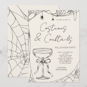 Invitation Costumes d'ivoire et cocktails Soirée Halloween po