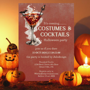 Invitation Costumes Élégants Simples Cocktails Soirée Hallowe