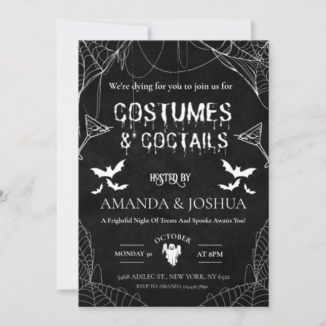 Invitation Costumes et cocktails d'Halloween adultes (Devant)