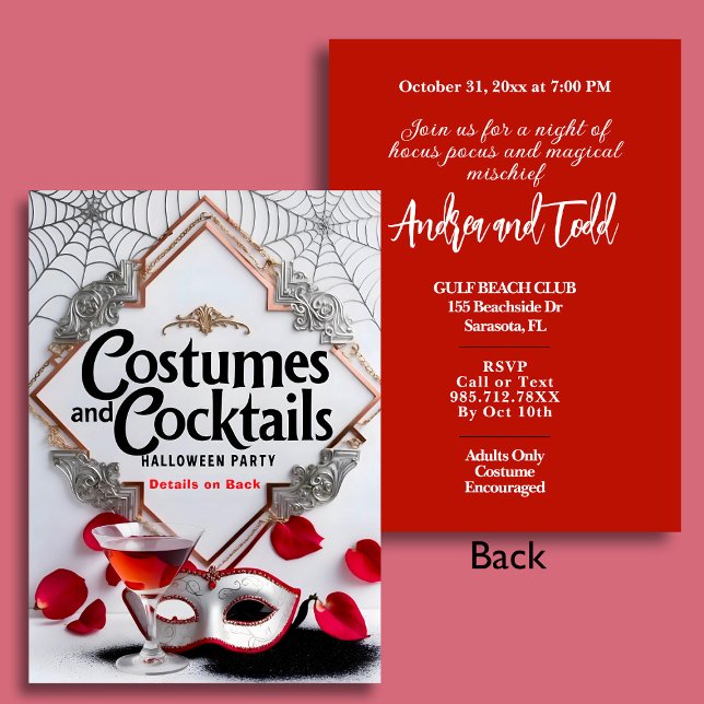 Invitation Costumes et cocktails élégants Fête d'Halloween (Créateur téléchargé)