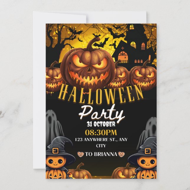 Invitation Costumes et cocktails Fête d'Halloween pour adulte (Devant)