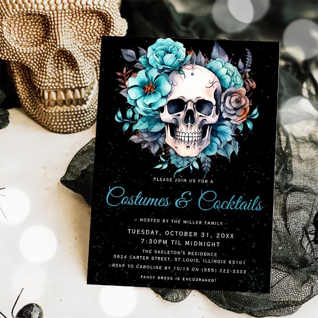 Invitation Costumes et cocktails pour adultes crâne Fête d'Ha (Créateur téléchargé)
