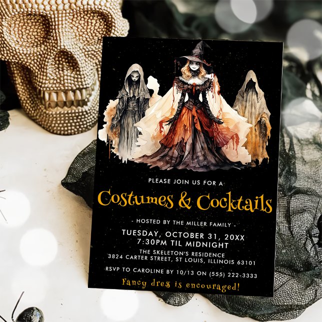 Invitation Costumes et cocktails sorciers & fantômes Fête d'H (Créateur téléchargé)