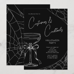 Invitation Costumes noirs et cocktails Soirée d'Halloween pou