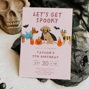Invitation Costumes rose fantômes pour chiens Halloween anniv