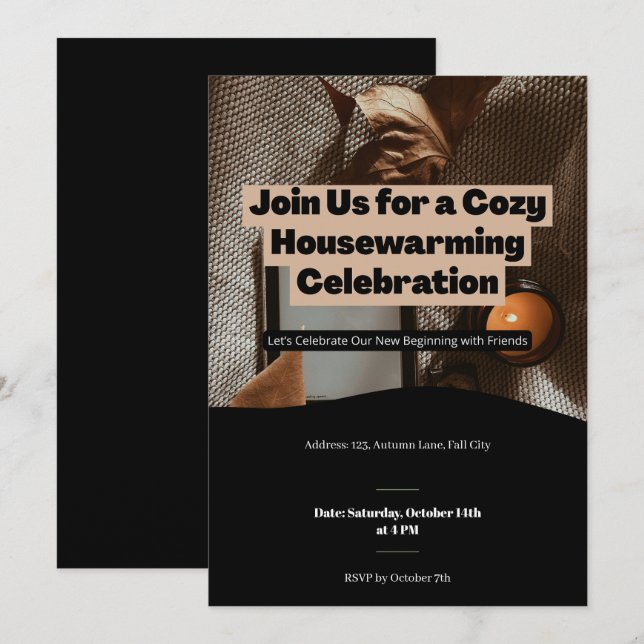 Invitation Cosy Fête du réchauffement de la maison personnali (Devant / Derrière)