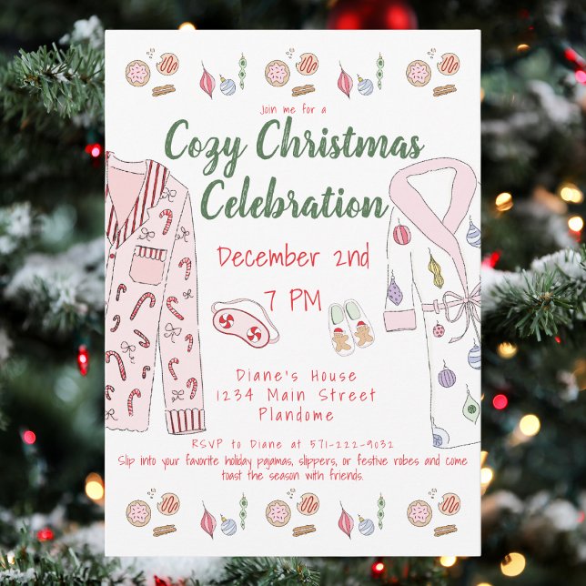 Invitation Cosy Noël Pajama Party Festive Pyjamas Robes (Créateur téléchargé)