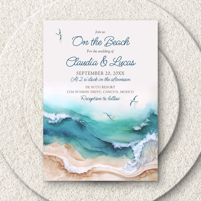 Invitation Côtière Rejoignez-nous sur la plage Destination Ma (Créateur téléchargé)