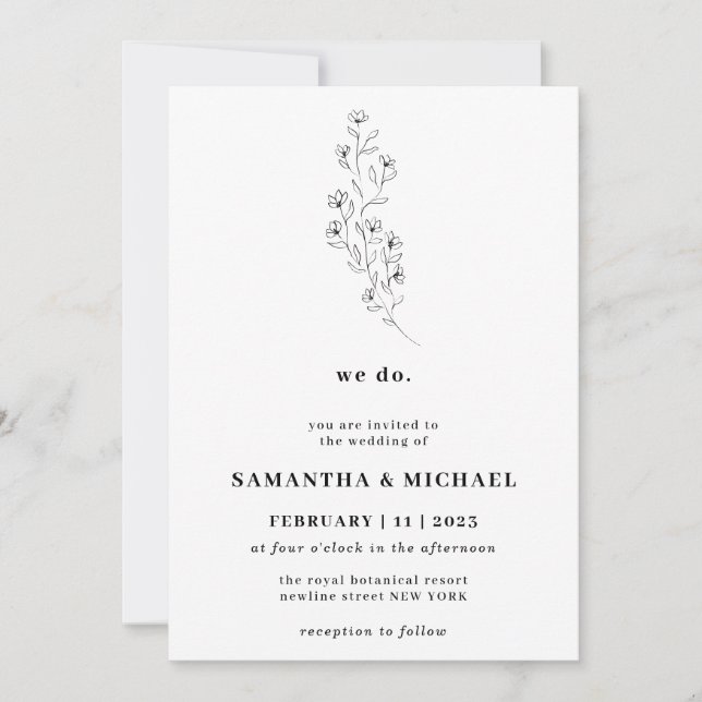 Invitation Coton Boho blanc clair Botanique nous le faisons (Devant)