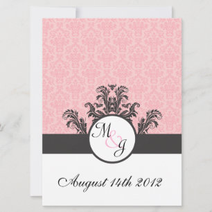 Invitation Coton Candy rose Mariage damassé