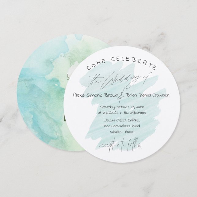 Invitation Coton côtier avec cercle de typographie moderne (Devant / Derrière)