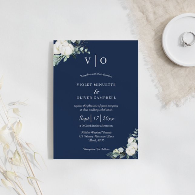 Invitation Coton d'Eucalyptus | Mariage Monogramme moderne de (Créateur téléchargé)