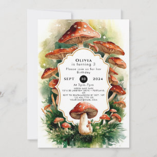 Invitation Cottage enchanté Champignons Anniversaire