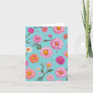 Invitation Cottage noyau floral blanc marguerites fleurs rose