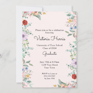 Invitation Cottagecore Fleur sauvage Garden Graduation Party