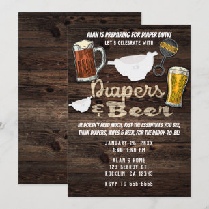 Invitation Couche et Bière Fête pour Homme Futur Papa Cadeaux
